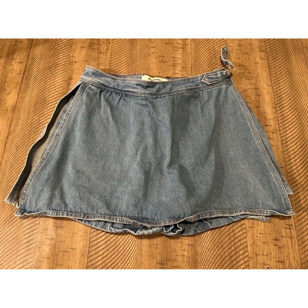 Pomelo High Rise Denim Skort | 100% Cotton | Blue Jean Skirt Shorts
